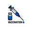 Syringe with needle and vial. Vaccination icon