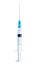 Syringe. Realistic syringe with needle closeup for medical design. Coronavirus vaccine. Medical vaccine icon. Covid-19 test.
