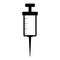Syringe silhouette icon. Black shape of medical injection or vaccine symbol. Great for coronavirus vaccinate design. Vector