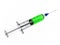 The syringe. There is a coronavirus vaccine in the syringe.