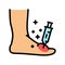 syringe treatment foot gout color icon vector illustration