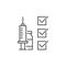 Syringe vaccine with check mark line icon