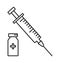 Syringe and vaccine, vector shot with medicine vial, medical injection. Inoculation concept. Healthcare