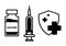 Syringe, vial and shield icon. Vaccination and protection concept of different infection. Immunization concept. Corona virus