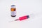 Syringe and vial (Vaccine, drugs, medication, fluid) in the hos