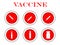 Syringe and vials. Syringe and ampules. Vaccine. Set round icons with shadow. Vector