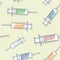Syringes and medical template. Line style illustration. Modern seamless pattern.