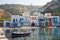 Syrmata colorful fishermans houses at Milos island in Greece