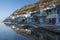 Syrmata colorful fishermans houses at Milos island in Greece