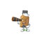 Syrup cure bottle in Sailor cartoon character style using a binocular