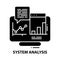 system analysis icon, black vector sign with editable strokes, concept illustration