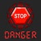 System in danger message with stop sign