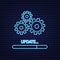 System software update or upgrade neon icon. Banner new update, Badge, sign. Vector illustration.