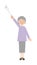 Systemic vector illustration of Grandma pointing to a place high up in pointing stick