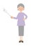 Systemic vector illustration of Grandma pointing towards the middle in a finger-pointing stick