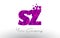 SZ S Z Dots Letter Logo with Purple Bubbles Texture.