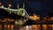 SzabadsÃ¡g aka Liberty Bridge at Night from the Danube in Budapest, Hungary