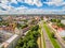 Szczecin aerial view. City landscape with a view of the Castle route.