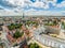 Szczecin - The landscape of the old town from the bird`s eye view. Old town, castle and basilica in Szczecin.