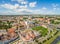 Szczecin - the landscape of the old town with a castle. Szczecin aerial view.