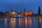 Szczecin. Night view of the boulevards and historical architecture