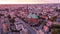 Szczecin, Poland : Beautiful Sunset over Odra river and Old Town, Aerial view of City