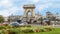 The Szechenyi Chain Bridge, spanning the River Danube between Buda and Pest