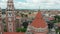 Szeged, Hungary - 4K drone flying close by the towers of the Votive Church of Our Lady of Hungary Szeged Dom