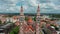 Szeged, Hungary - 4K drone flying in between the towers of the Votive Church and Cathedral of Our Lady of Hungary Szeged Dom