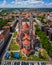 Szeged, Hungary - Aerial view of the Votive Church and Cathedral of Our Lady of Hungary Szeged Dom on a sunny summer day