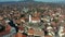 Szentendre, Hungary - 4K flying around the Saint John the Baptist`s Parish Church and the Belgrade Serbian Orthodox Cathedral