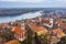Szentendre, Hungary - Aerial skyline view of Szentendre, the small and lovely riverside town in Pest County