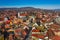 Szentendre, hungary - Aerial view of the city of Szentendre on a sunny day with Belgrade Serbian Orthodox Cathedral