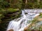 Szklarki Waterfall located in Poland, in Sudetes mountains.