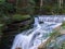 Szklarki Waterfall located in Poland, in Sudetes mountains.