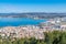 SÃ¨te in France, aerial panorama, the harbor and the city with typical tiles roofs