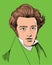 SÃ¸ren Aabye Kierkegaard portrait in line art illustration