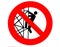 T is forbidden to go down or climb from the scaffolding. Construction site prohibition sign