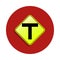 T junction icon in badge style. One of road sings collection icon can be used for UI, UX