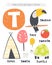 T letter objects and animals including toucan, tree, tomato, tepee, turtle, tooth.