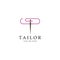 T logo tailor creative design vector needle and clamp illustration