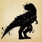 T-rex dinosaur - grunge silhouette isolated on vintage paper