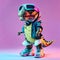 T-rex dressed in sportswear clothes , generate by ai