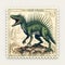 T-rex Postage Stamp: A Crisp Graphic Design With Phoenician Art Influence