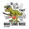 T-rex rock star print design