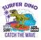 T-REX surfer dino print design