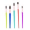 T A set of multi-colored brushes for painting, different shapes