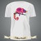 T-shirt design with abstract pink chameleon