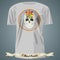 T-shirt design with abstract skull with flower in circle frame