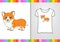 T-shirt design. Adorable Corgi. Cute character on shirt. Hand drawn. Colorful vector illustration. Cartoon style. Isolated on